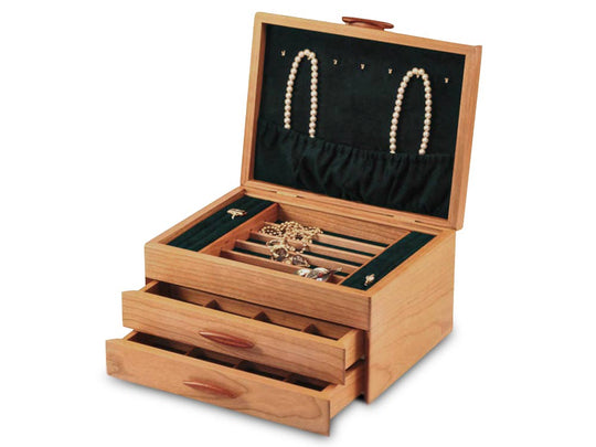 Open Top View of a Cascade I Jewelry Box –2 Drawer Sapphire