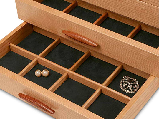 Sections View of a Cascade I Jewelry Box –2 Drawer Sapphire