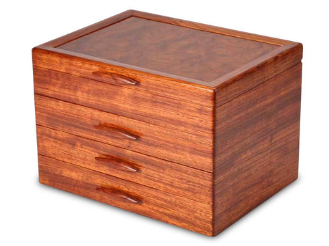 Angled View of a Prairie II Jewelry Box –3 Drawer Sapphire
