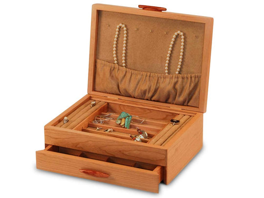 Open Top View of a Cascade I Jewelry Box –1 Drawer Pearl