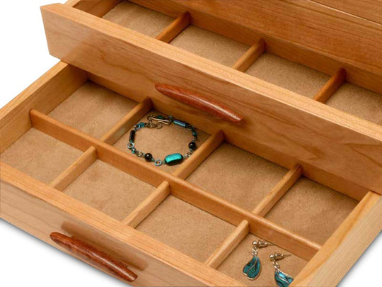 Sections View of a Cascade I Jewelry Box –2 Drawer Pearl