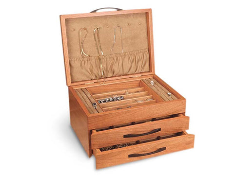 Angled View of a Hummingbird Jewelry Box –2 Drawer