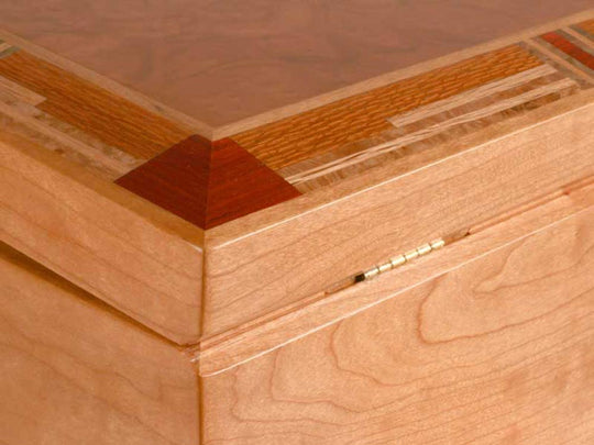 Corner View of a Mission Style Jewelry Box –2 Drawer