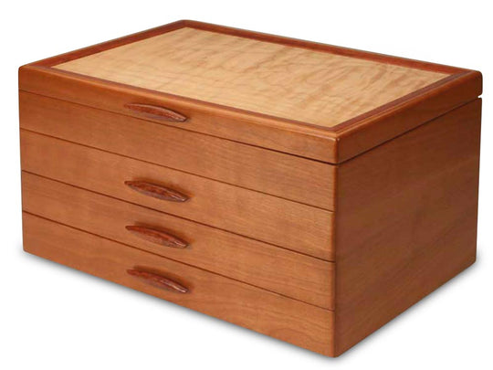 Angled View of a Grand Cascade I Jewelry Box –3 Drawer Pearl
