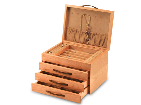 Open Top View of a Cherry Blossom Jewelry Box –3 Drawer