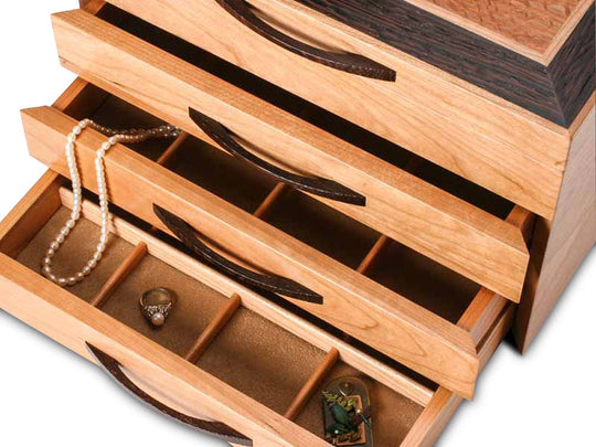 Drawer Top View of a Cherry Blossom Jewelry Box –3 Drawer
