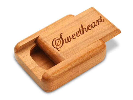 Top View of a 2" Flat Narrow Cherry with laser engraved image of Sweetheart