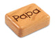 Top View of a 2" Flat Narrow Cherry with laser engraved image of Papa