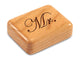Top View of a 2" Flat Narrow Cherry with laser engraved image of Mr.