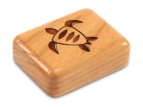 Top View of a 2" Flat Narrow Cherry with laser engraved image of Turtle