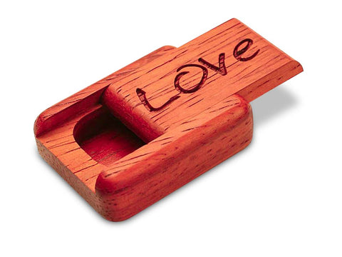 Top View of a 2" Flat Narrow Padauk with laser engraved image of Love