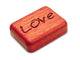 Opened View of a 2" Flat Narrow Padauk with laser engraved image of Love