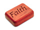 Opened View of a 2" Flat Narrow Padauk with laser engraved image of Faith