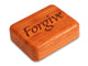 Opened View of a 2" Flat Narrow Padauk with laser engraved image of Forgive
