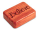 Opened View of a 2" Flat Narrow Padauk with laser engraved image of Believe