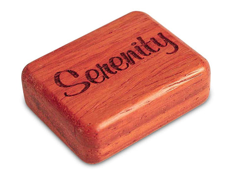 Top View of a 2" Flat Narrow Padauk with laser engraved image of Serenity
