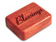 Opened View of a 2" Flat Narrow Padauk with laser engraved image of Blessings