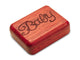 Opened View of a 2" Flat Narrow Padauk with laser engraved image of Baby