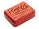 Opened View of a 2" Flat Narrow Padauk with laser engraved image of Honey