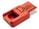 Top View of a 2" Flat Narrow Padauk with laser engraved image of Dear