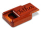 Opened View of a 2" Flat Narrow Padauk with laser engraved image of Father