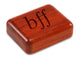 Top View of a 2" Flat Narrow Padauk with laser engraved image of BFF
