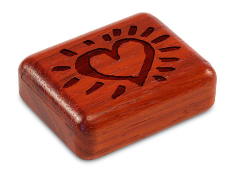 Top View of a 2" Flat Narrow Padauk with laser engraved image of Heart Glow
