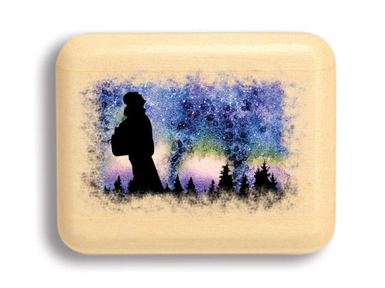 Top View of a 2" Flat Narrow Aspen with color printed image of Star gazing hiker