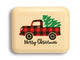 Top View of a 2" Flat Narrow Aspen with color printed image of Red Plaid Xmas Truck