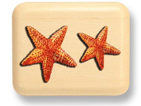 Top View of a 2" Flat Narrow Aspen with color printed image of Starfish