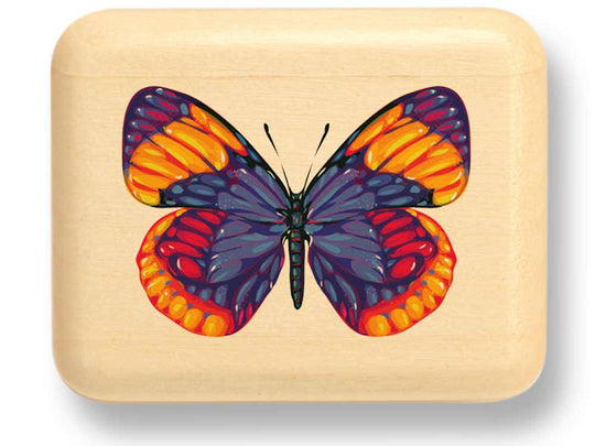 Top View of a 2" Flat Narrow Aspen with color printed image of Bright Butterfly