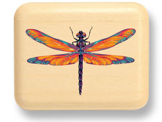Top View of a 2" Flat Narrow Aspen with color printed image of Dragonfly