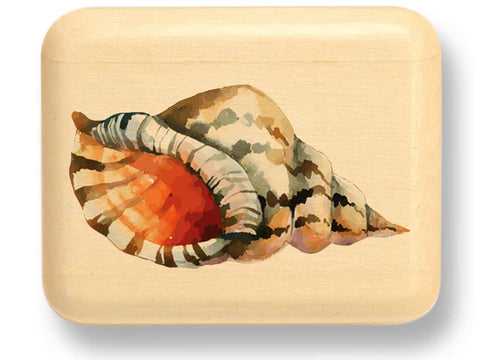 Top View of a 2" Flat Narrow Aspen with color printed image of Conch Shell