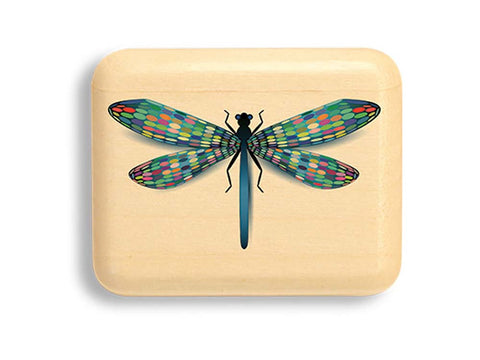 Top View of a 2" Flat Narrow Aspen with color printed image of Mosaic Dragonfly