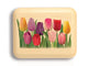 Top View of a 2" Flat Narrow Aspen with color printed image of Multicolor Tulips