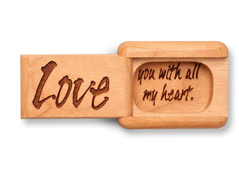 Top View of a 2" Flat Narrow Cherry with laser engraved image of Love You With All My Heart