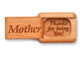 Top View of a 2" Flat Narrow Cherry with laser engraved image of Mother, Thanks!