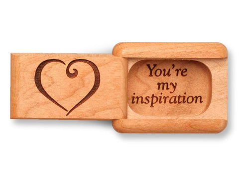 Top View of a 2" Flat Narrow Cherry with laser engraved image of You're My Inspiration