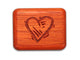 Opened View of a 2" Flat Narrow Padauk with laser engraved image of Love Surrounds You