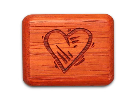 Top View of a 2" Flat Narrow Padauk with laser engraved image of Love Surrounds You