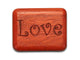 Opened View of a 2" Flat Narrow Padauk with laser engraved image of Love, Live, Laugh and Be Happy