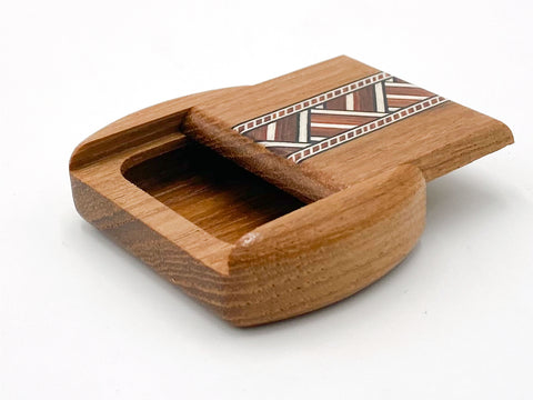 Top View of a 2" Flat Wide Teak with inlay pattern of Zig Zag Inlay of a 2" Flat Wide Teak - Zig Zag Inlay