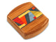 Top View of a 2" Flat Wide Teak with inlay pattern of Bright Geometric Inlay of a 2" Flat Wide Teak - Bright Geometric Inlay