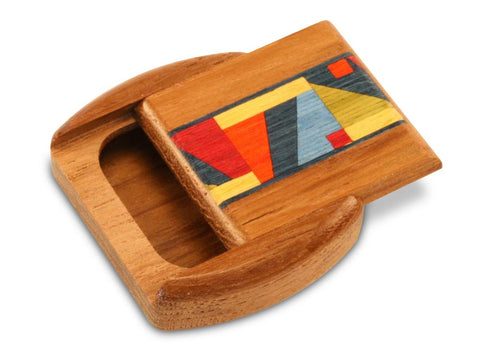 Top View of a 2" Flat Wide Teak with inlay pattern of Bright Geometric Inlay of a 2" Flat Wide Teak - Bright Geometric Inlay