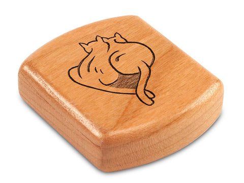 Top View of a 2" Flat Wide Cherry with laser engraved image of Cats