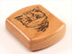 Top View of a 2" Flat Wide Cherry with laser engraved image of Cat with Mask