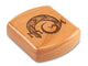Top View of a 2" Flat Wide Cherry with laser engraved image of Gecko
