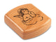 Top View of a 2" Flat Wide Cherry with laser engraved image of Cherub