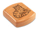 Top View of a 2" Flat Wide Cherry with laser engraved image of Sketched Cat