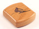 Top View of a 2" Flat Wide Cherry with laser engraved image of Downhill Skiier